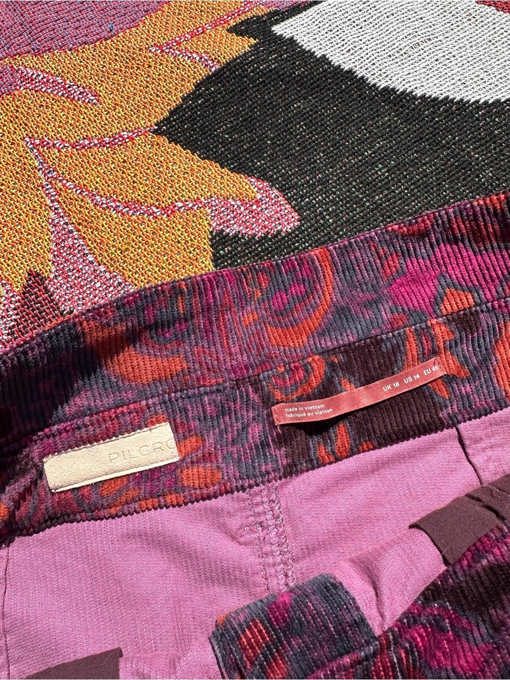 Pilcro Anthropologie Purple Paisley Corduroy Button-Front Mini Skirt - Picture 3 of 7